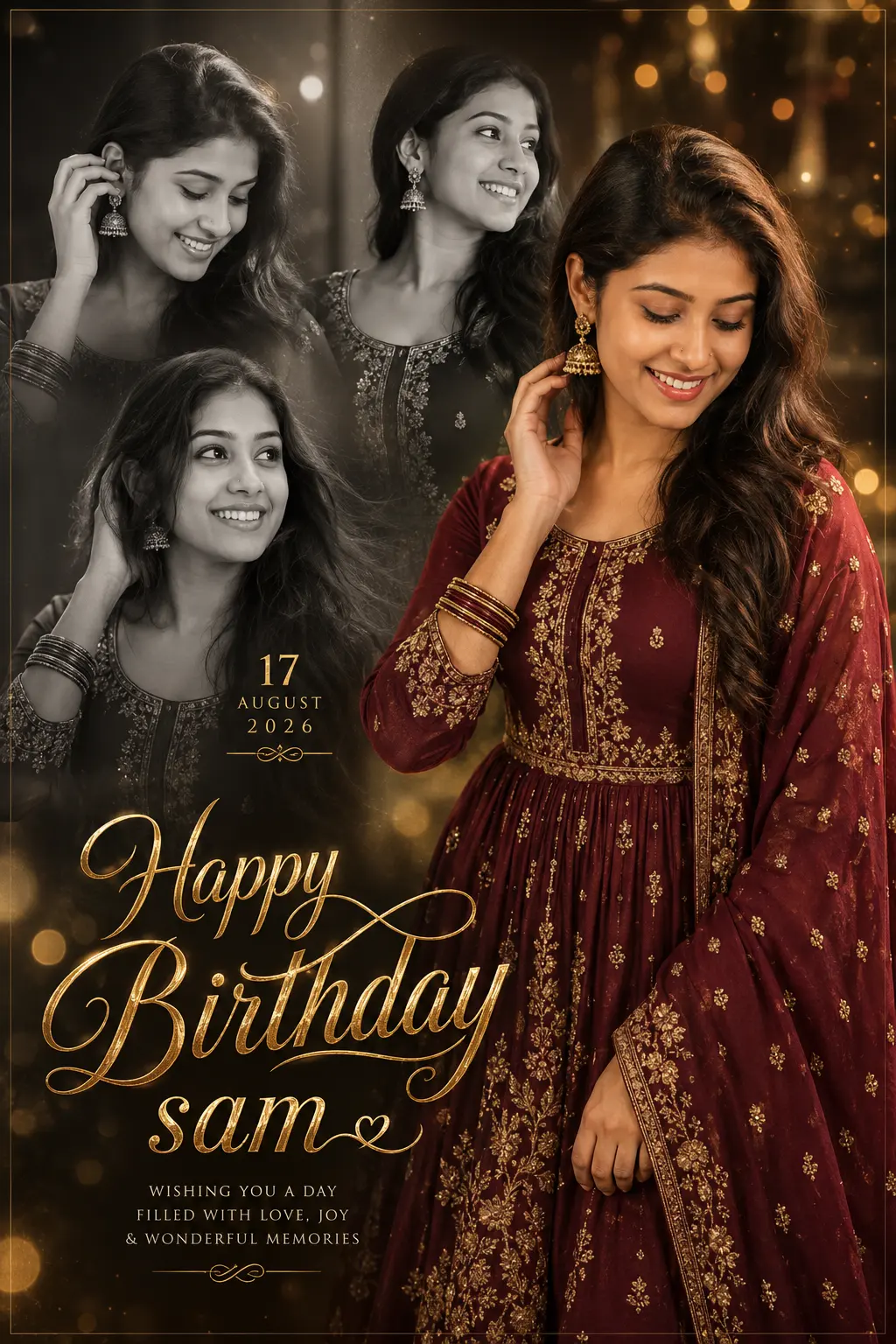 Golden birthday wishes collage