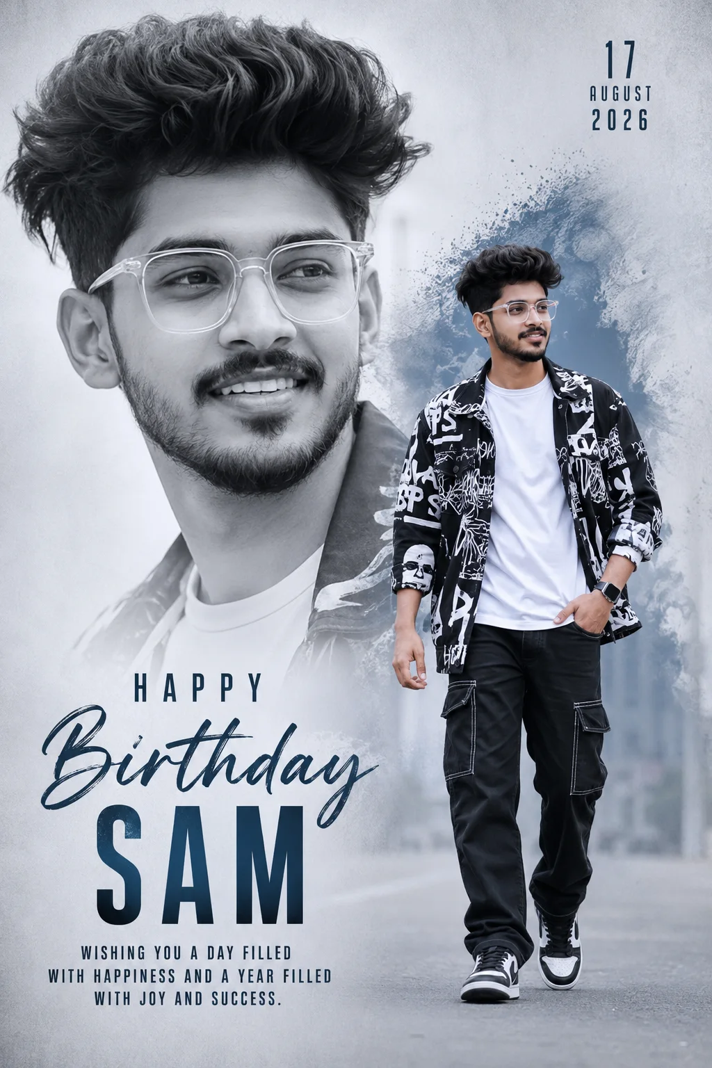 Birthday celebration poster with stylish design