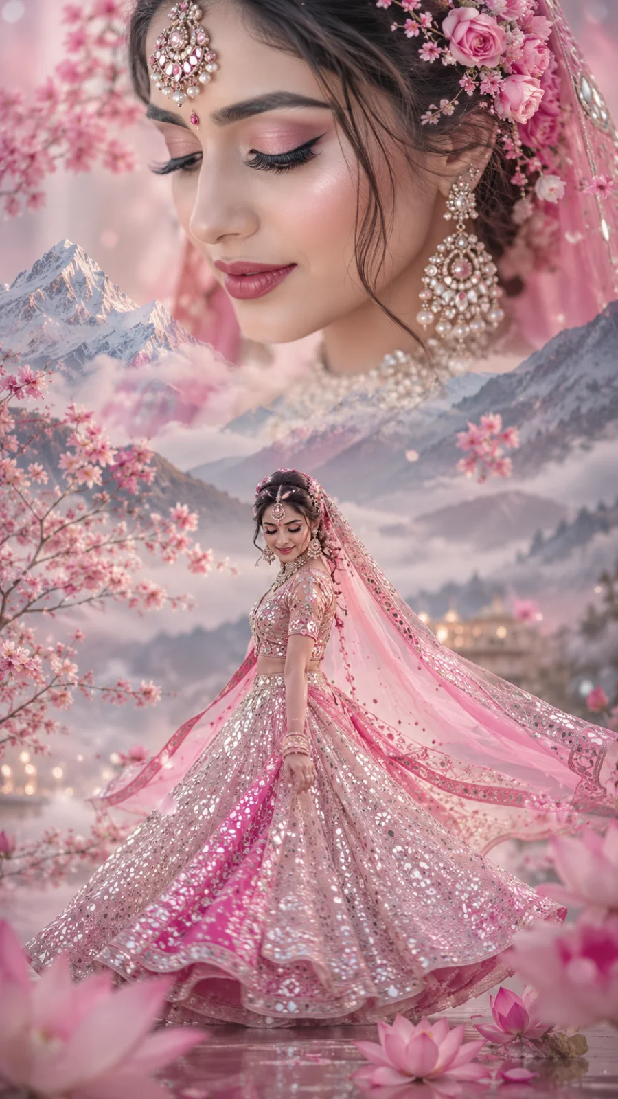 Ethereal bridal elegance in pink hues