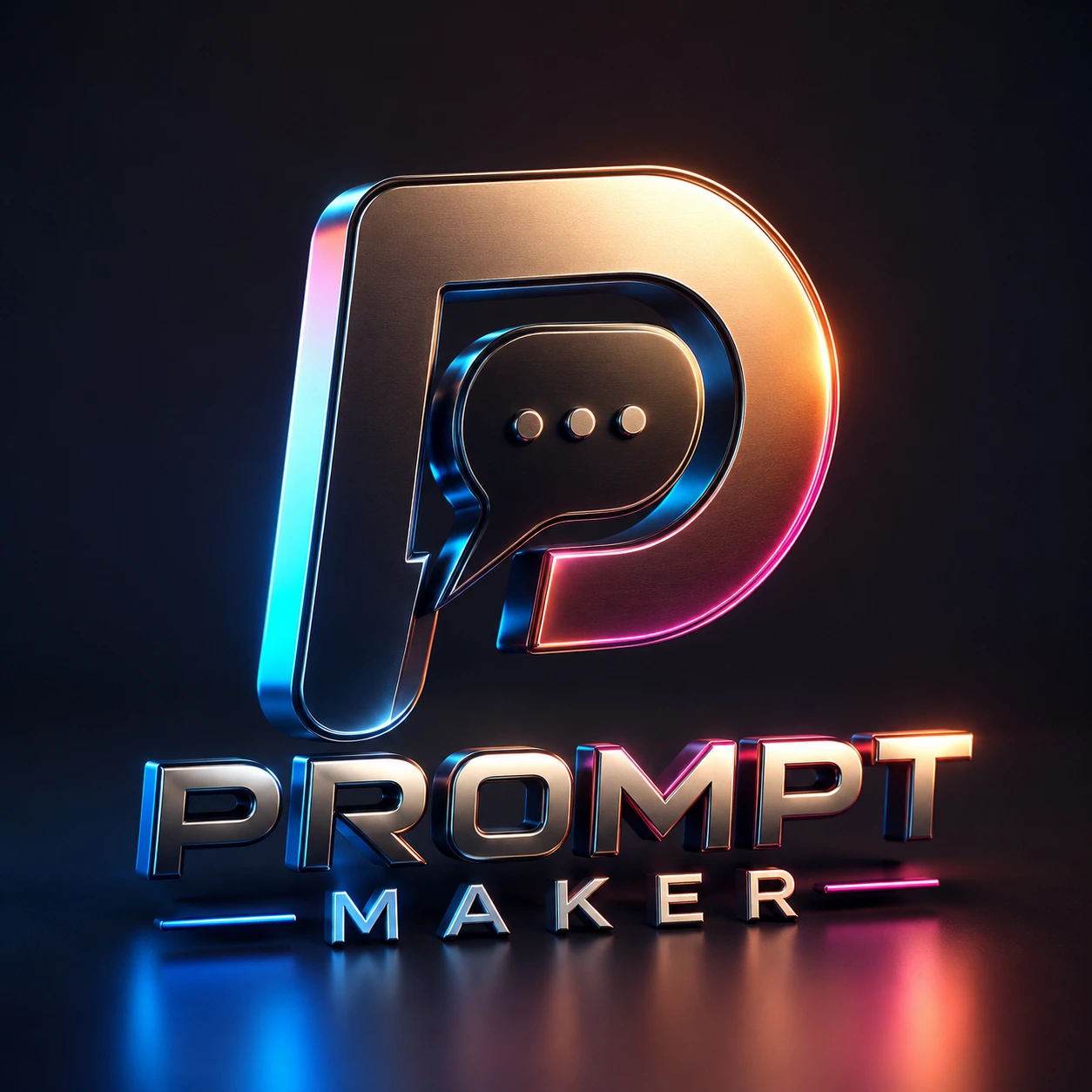 Futuristic 3D logo with neon lights