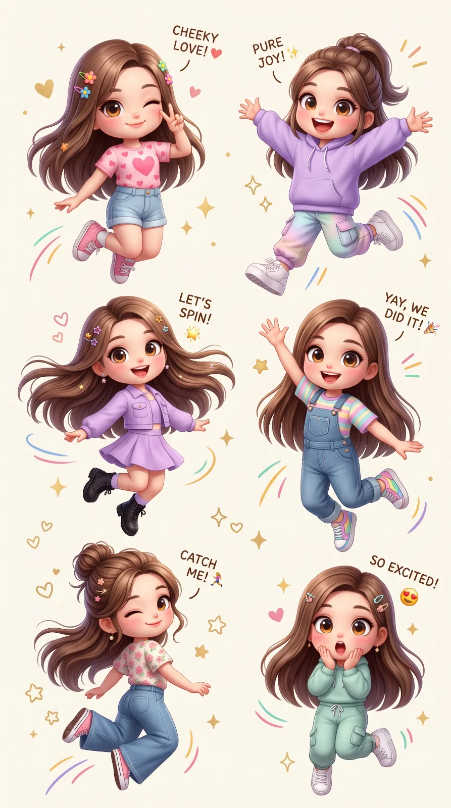 Chibi Girl Collage: Joyful Poses
