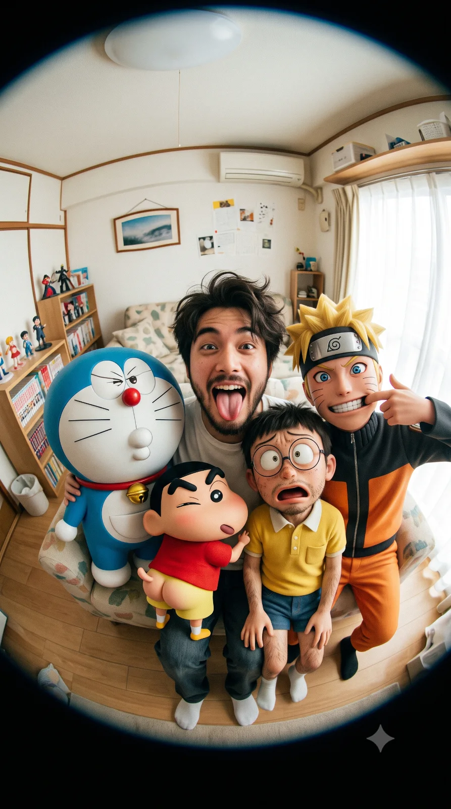 Fisheye Selfie With Anime Friends