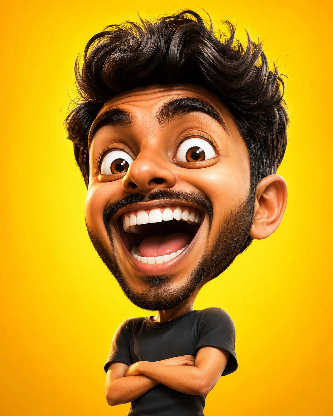 Joyful caricature with bold features