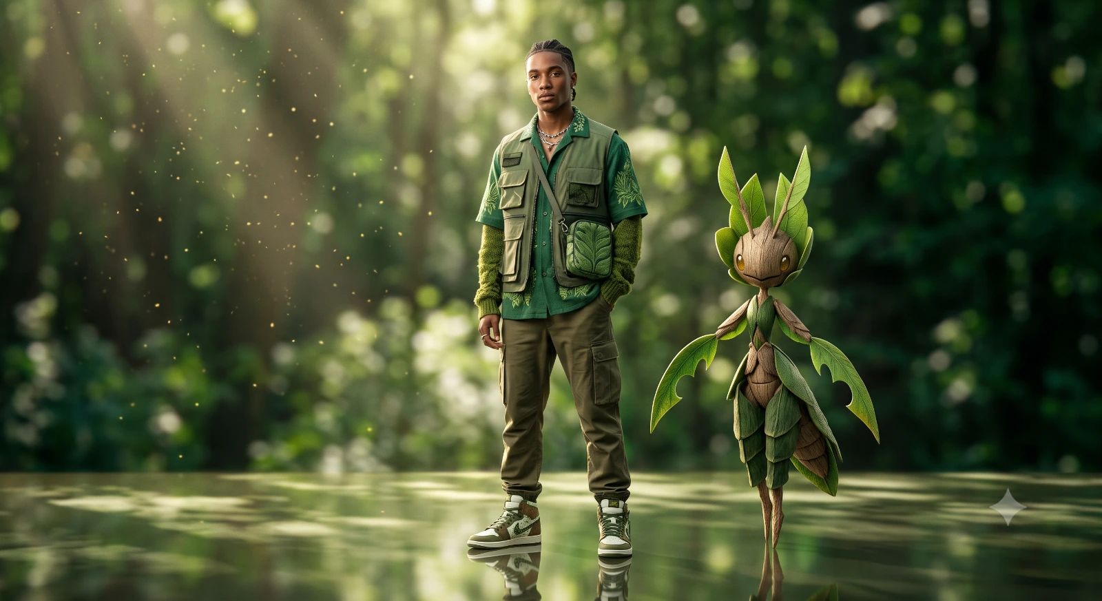Title: Verdant Vogue — Luxury Grass Pokémon Editorial Fashion Portrait
