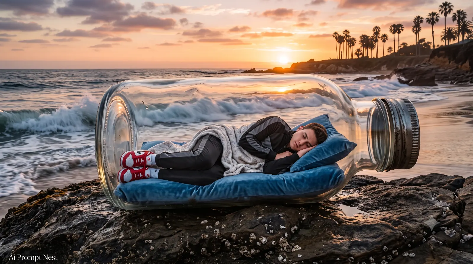 Surreal Beach Sunset Bottle Dream