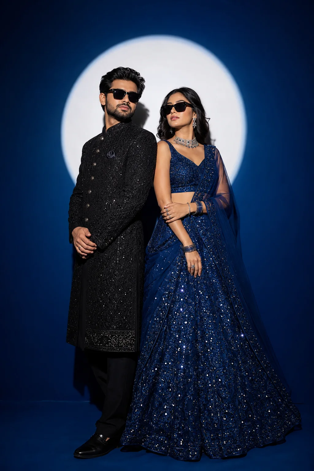 Glamorous Sherwani and Lehenga Portrait