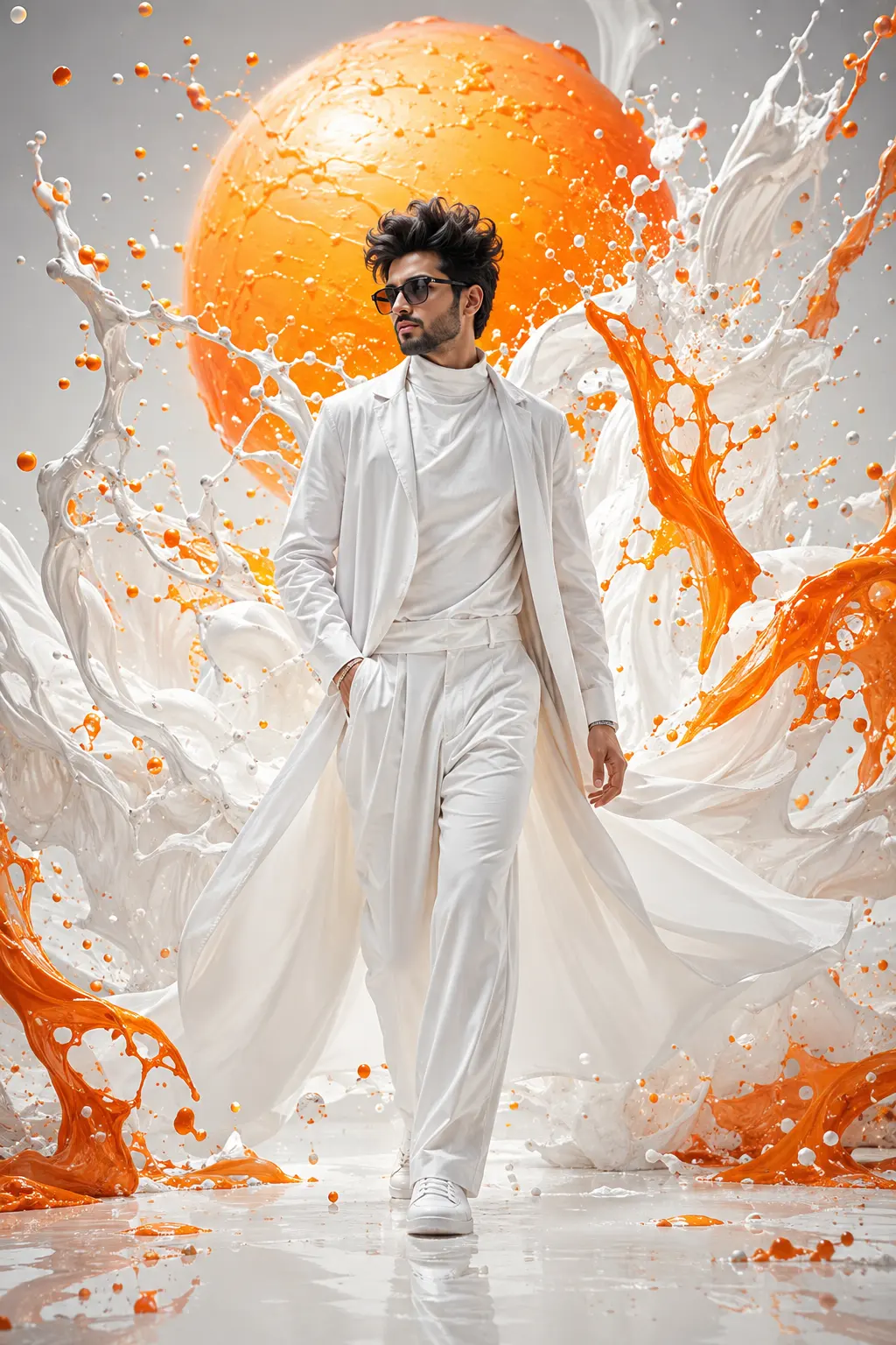 Fiery White Couture in Motion