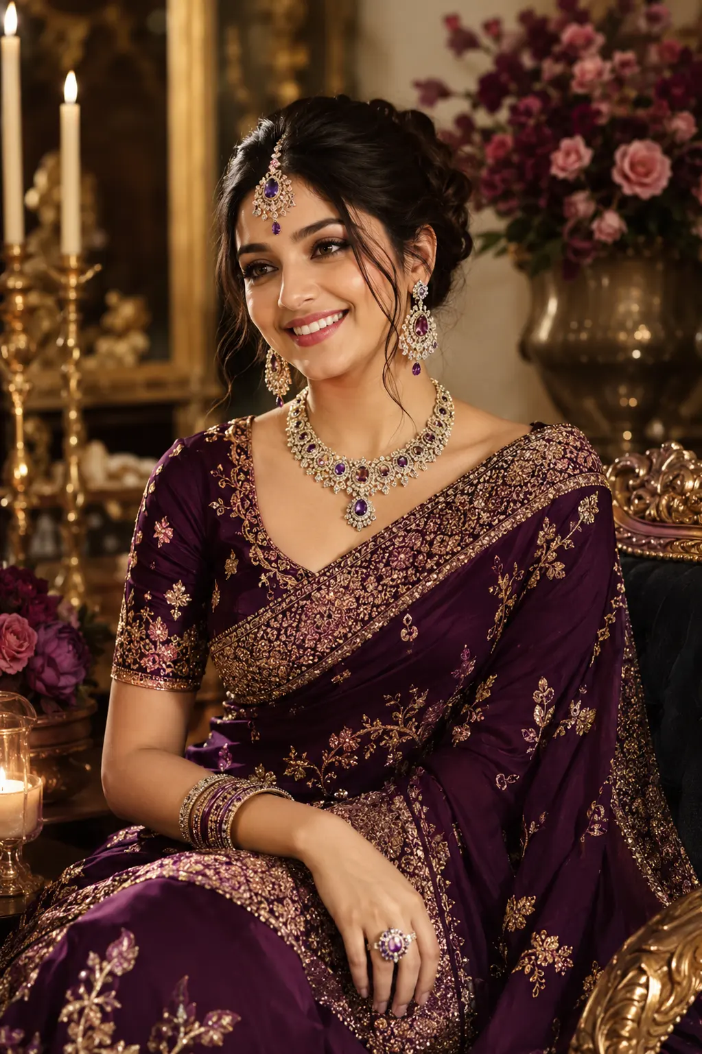 Regal Purple Saree Portrait