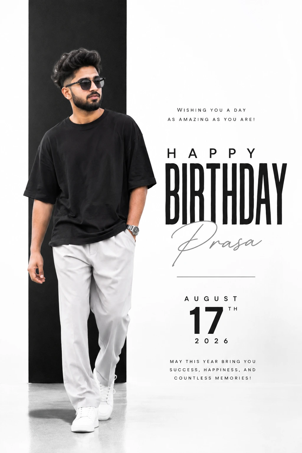 Modern Birthday Poster with Stylish Portrait