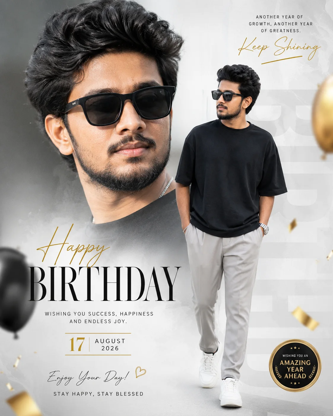 Stylish Black and Gold Birthday Poster