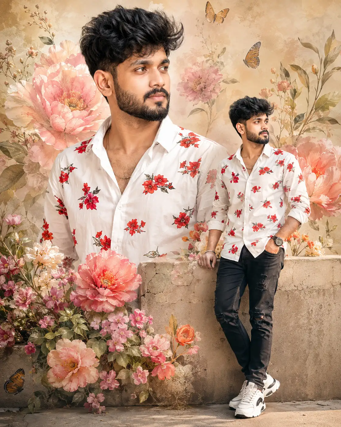 Dreamy Floral Portrait Montage