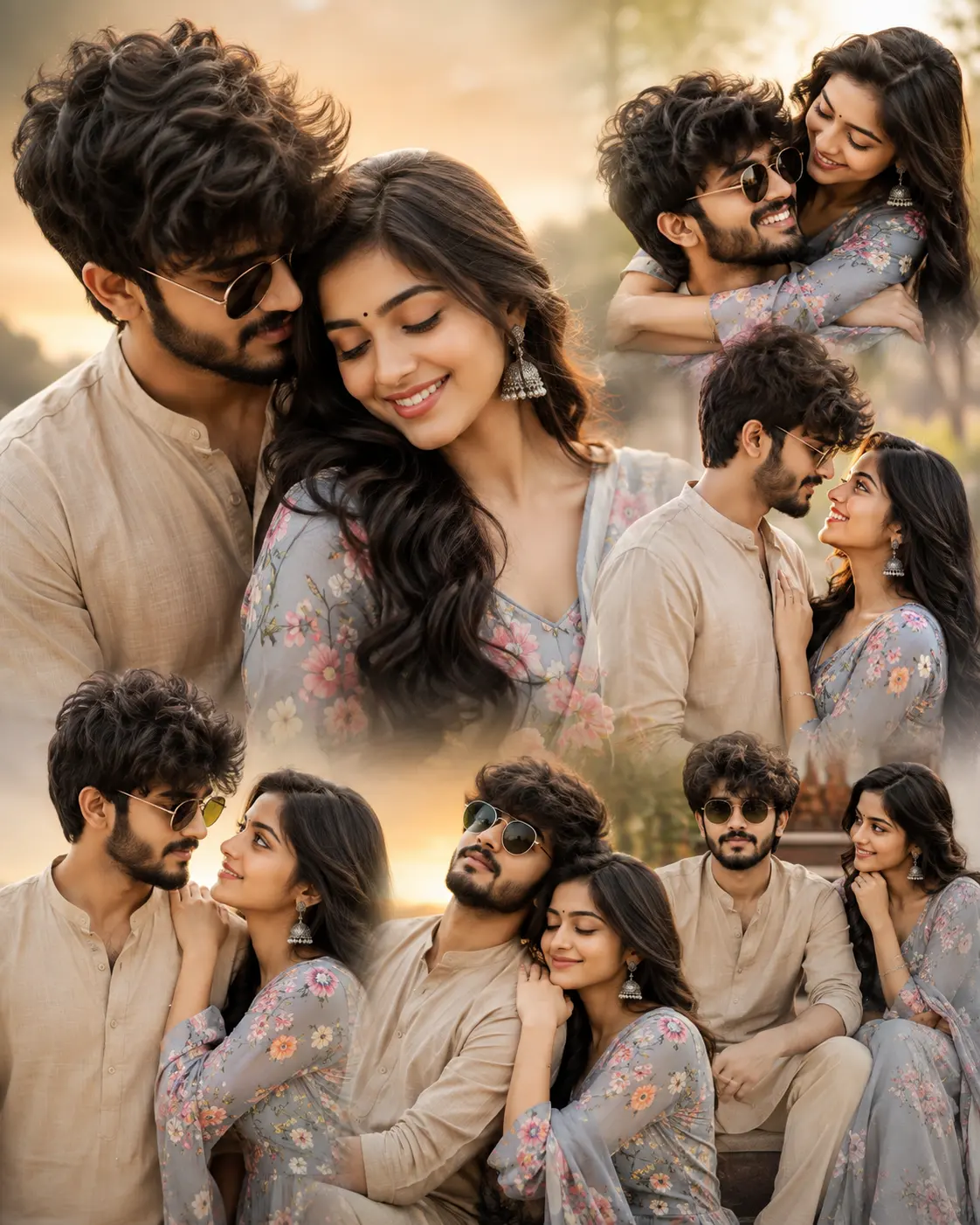 Golden Sunset Romance Collage