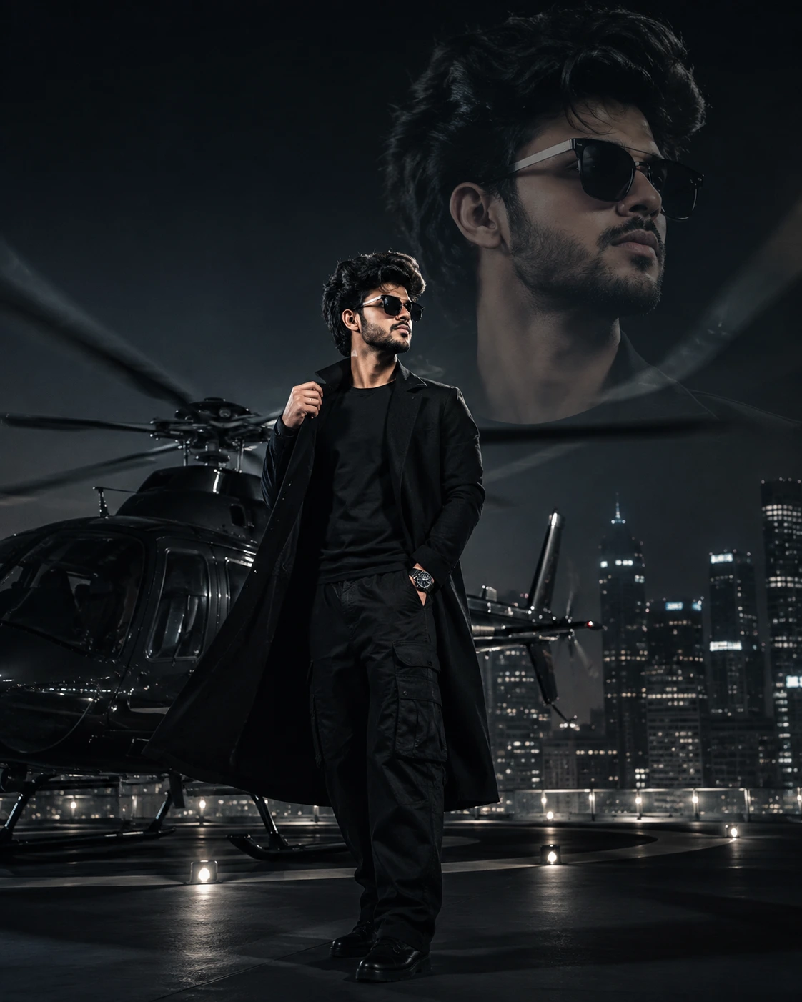 Cinematic Rooftop Helicopter Portrai