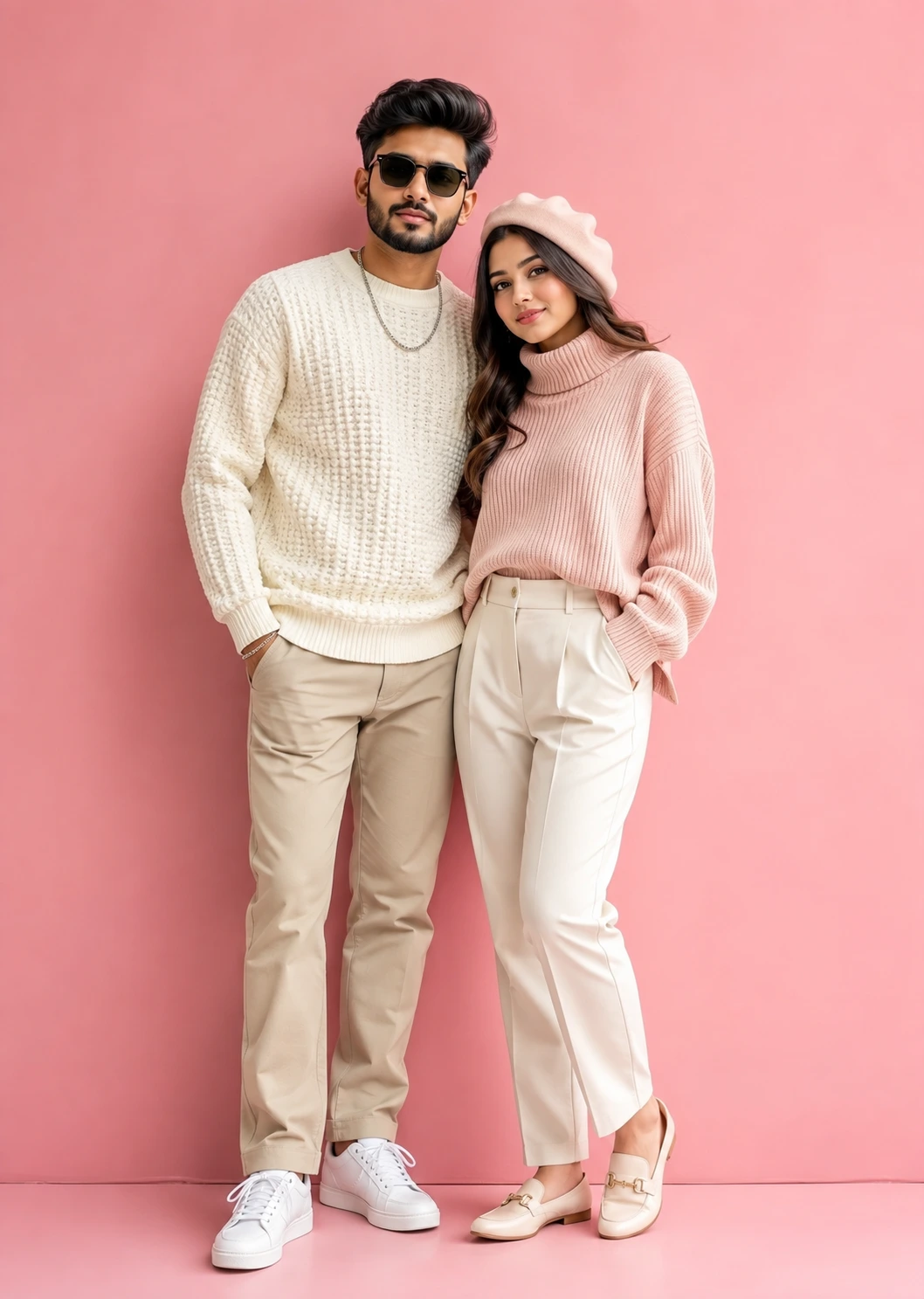 Pastel Pink Couple Fashion Portrait