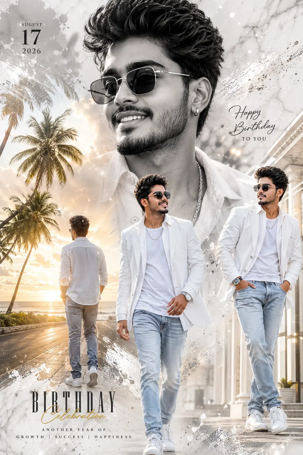 Stylish Birthday Celebration Portrait Montage