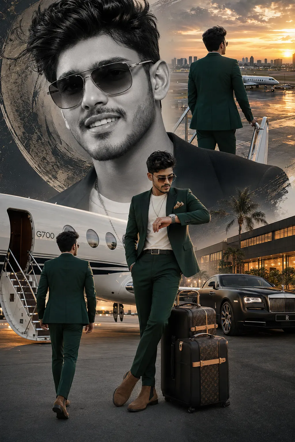 Luxury Jet-Set Sunset Collage