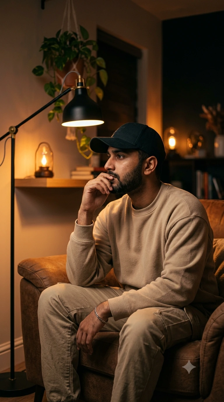 Thoughtful Man's Moody Portrait