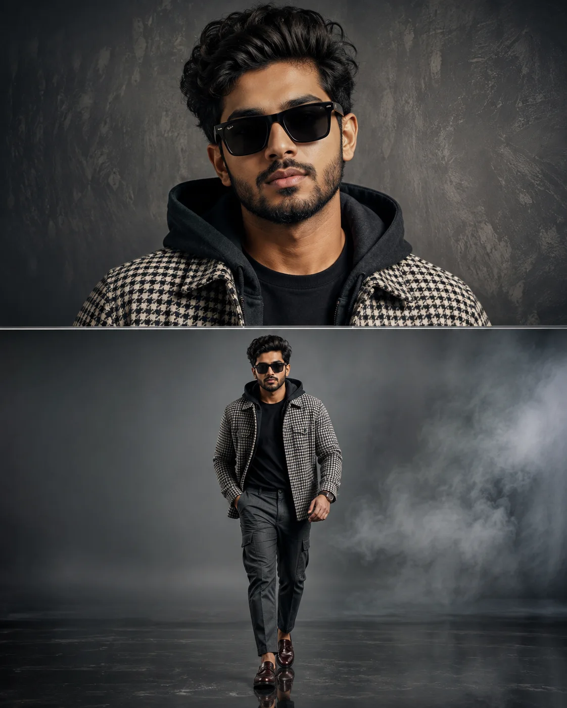 Split-Panel Moody Fashion Portrait