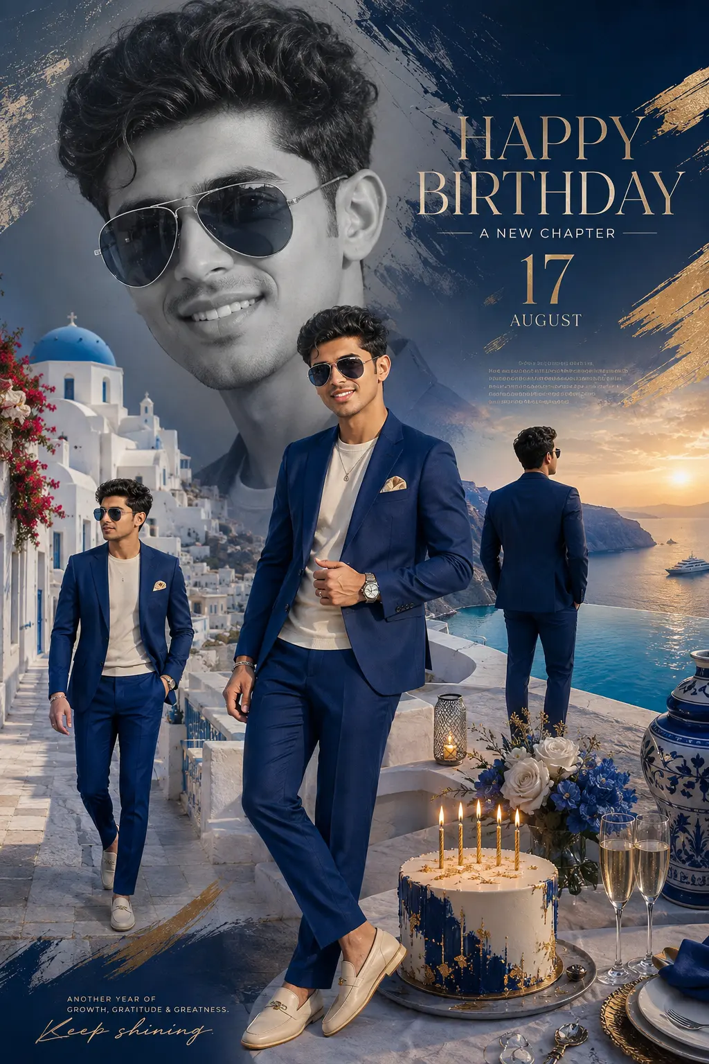 Santorini Birthday Celebration Collage
