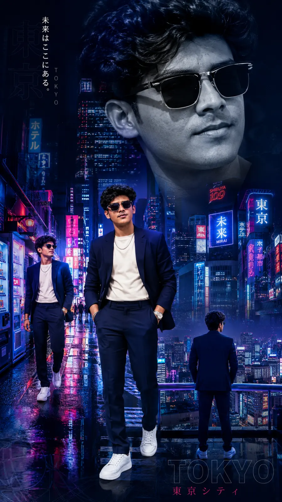 Neon Tokyo Dreams: A Cyberpunk Portrait Collage