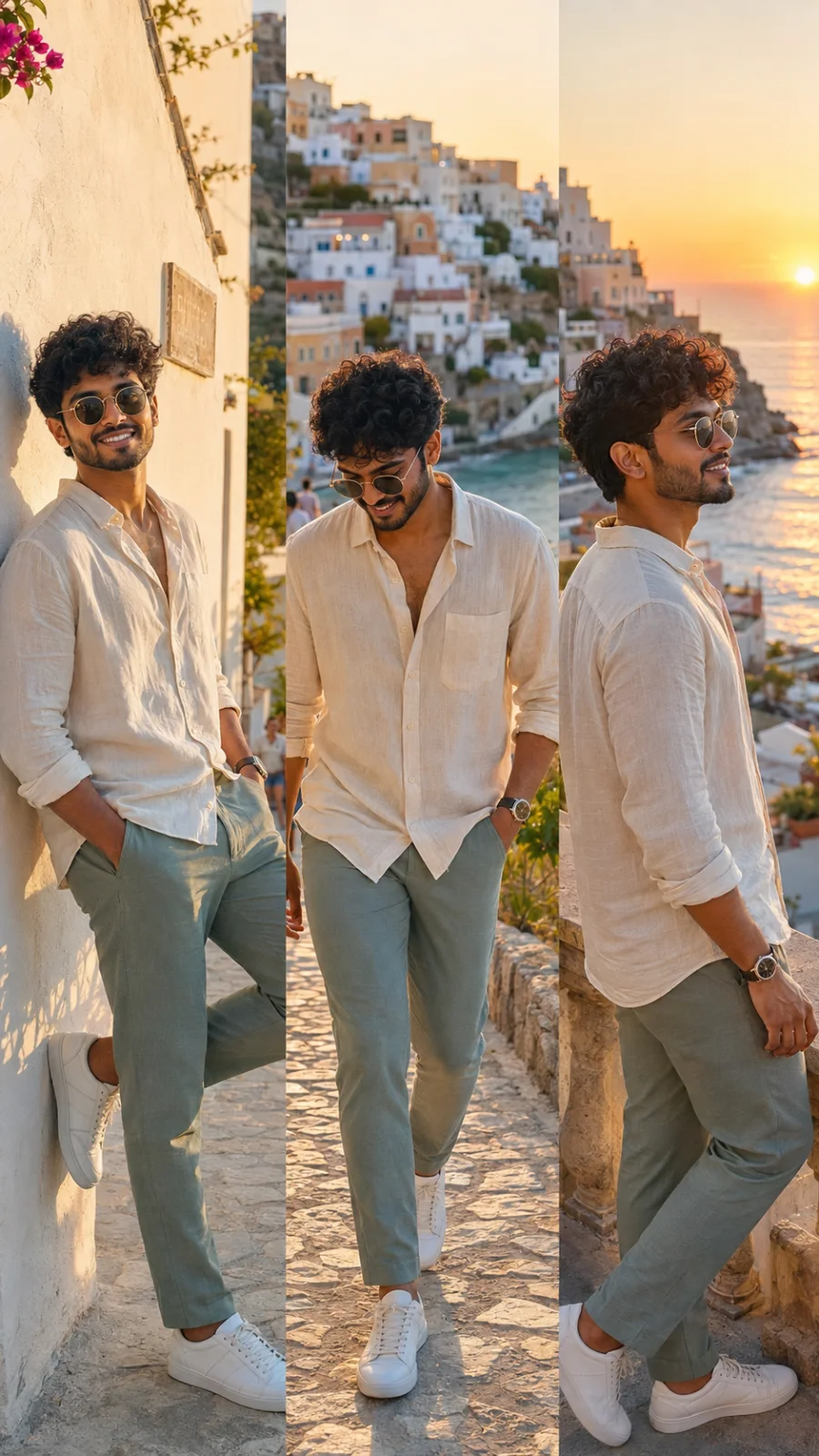 Mediterranean Golden Hour Triptych