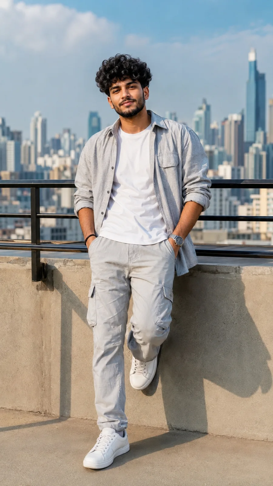 Sunlit Rooftop City Portrait