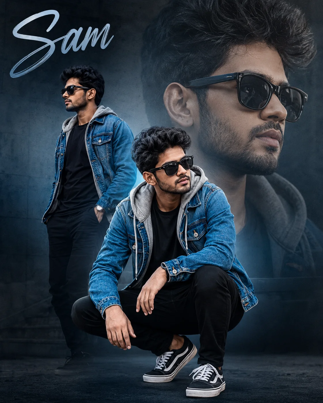 Sam: Cinematic Denim Collage