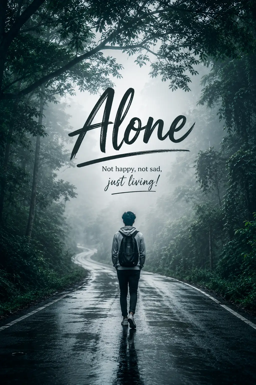 Alone on the Misty Forest Road