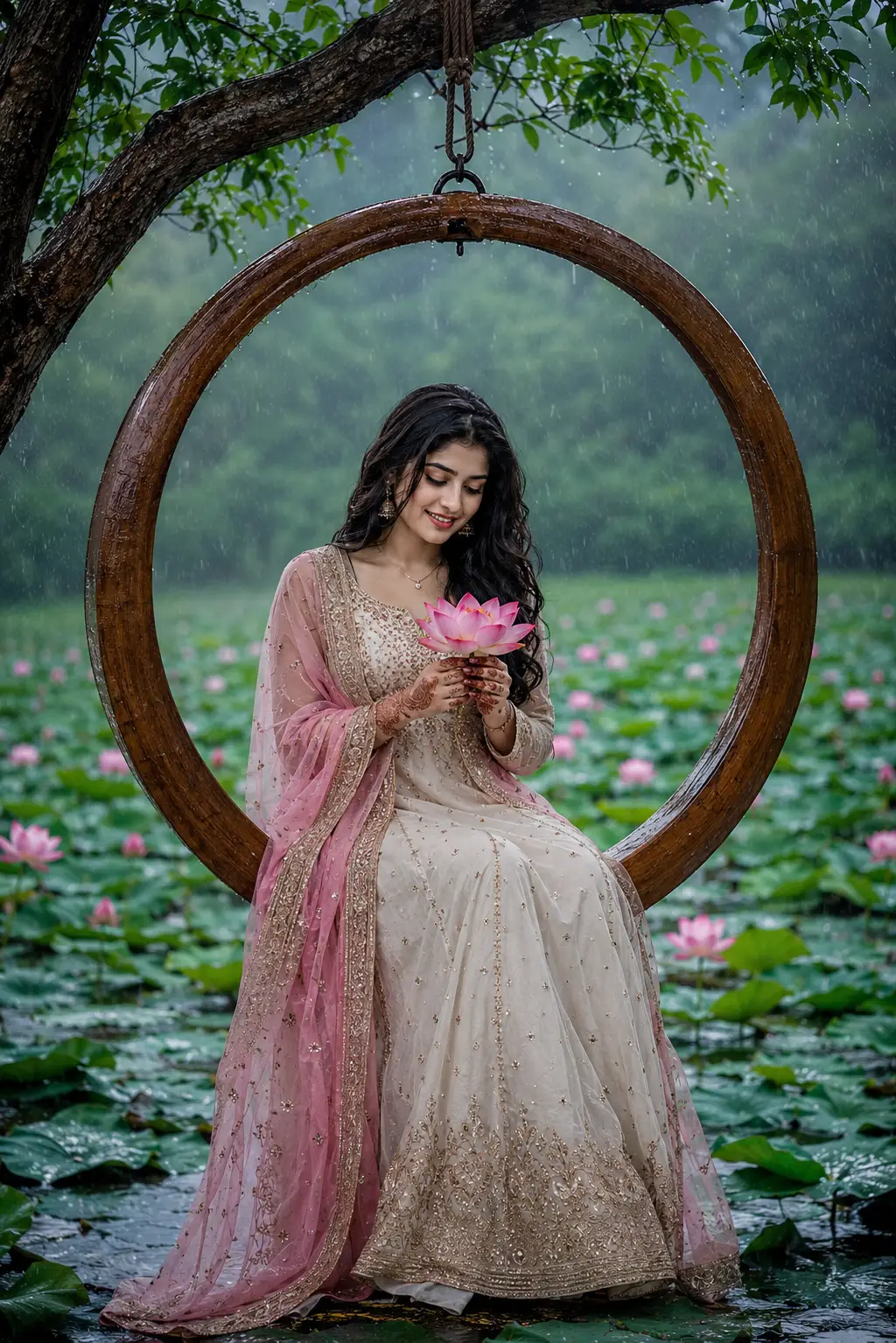 Rainy Lotus Swing Serenity