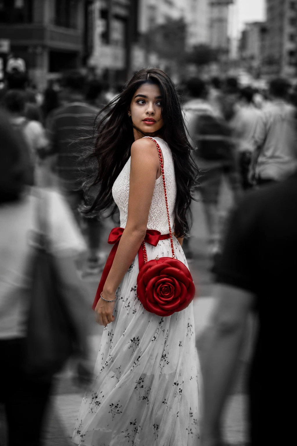 Red Rose in the Monochrome Crowd