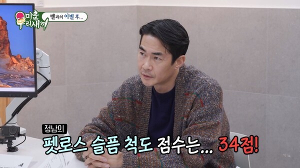 '펫로스 슬픔 척도' 검사 결과, 배정남은 34점을 기록했다.  ©SBS 예능 '미운 우리 새끼'