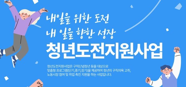 6개월 이상 장기실업자 등 구직 단념 청년을 발굴·지원하는 '청년도전지원사업'  ©고용노동부