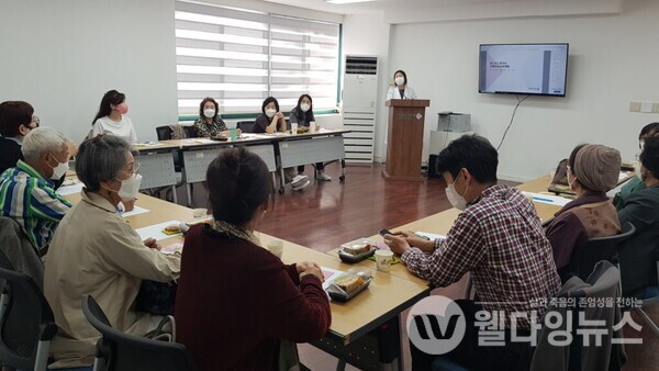 코로나19 이후 봉사 재개로 국립중앙의료원에서 진행된 호스피스봉사자 보수교육 ©각당복지재단