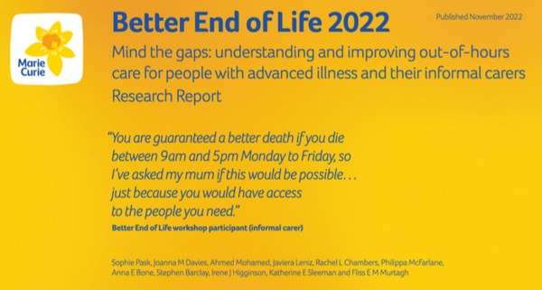 Marie Curie - Better End of Life Report 2022