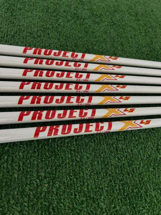 Limited Edition White Project X LS 6.0 120 7pc Stiff Steel Iron Shafts Set 4-P (.355" Tip) — pre-owned golf club