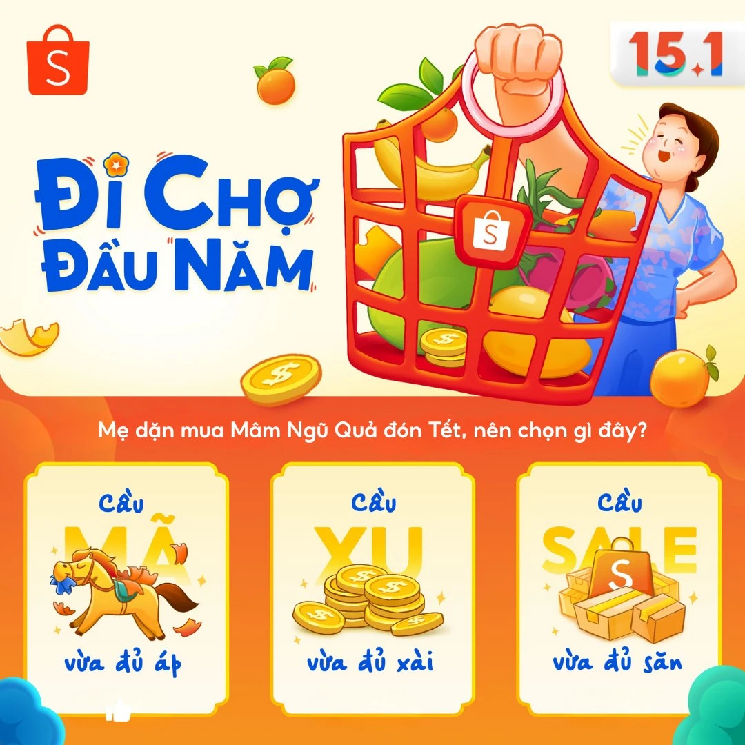 Shopee 15.1 - Siêu Sale Năm Mới: Săn Mã Freeship 0đ & Voucher Cho Người Mới