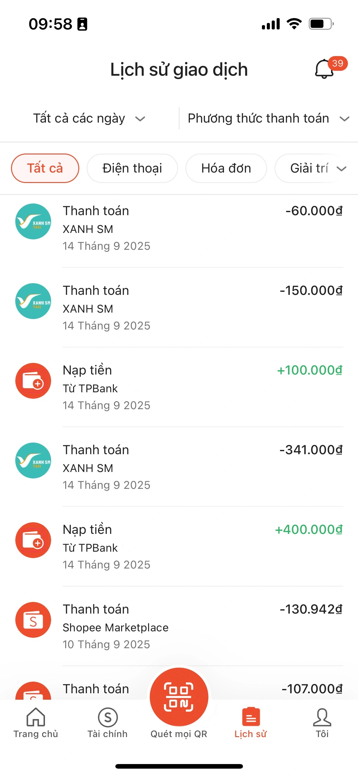 Lịch sử giao dịch ShopeePay - Theo dõi các giao dịch thanh toán và chuyển tiền