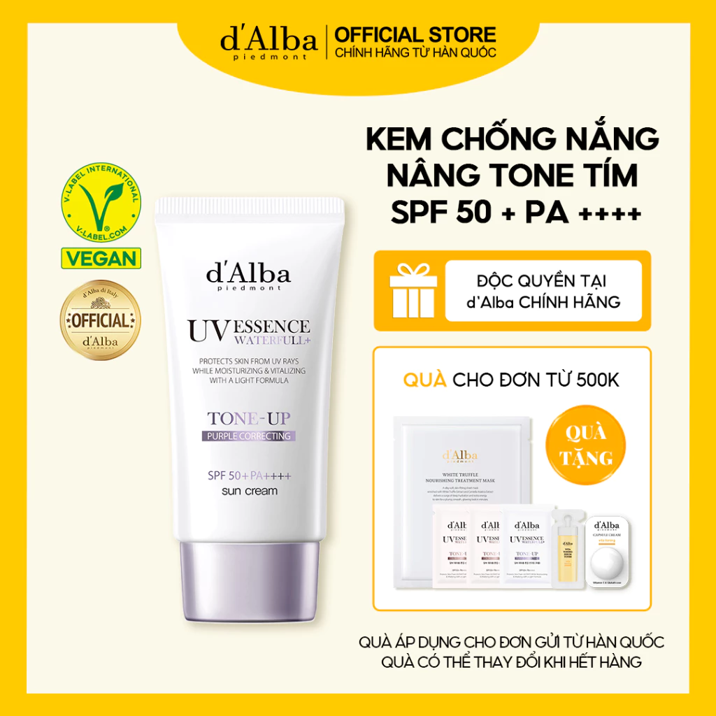 Kem chống nắng nâng tone Tím d'Alba White Truffle Tone Up Sunscreen (Purple) 50ml