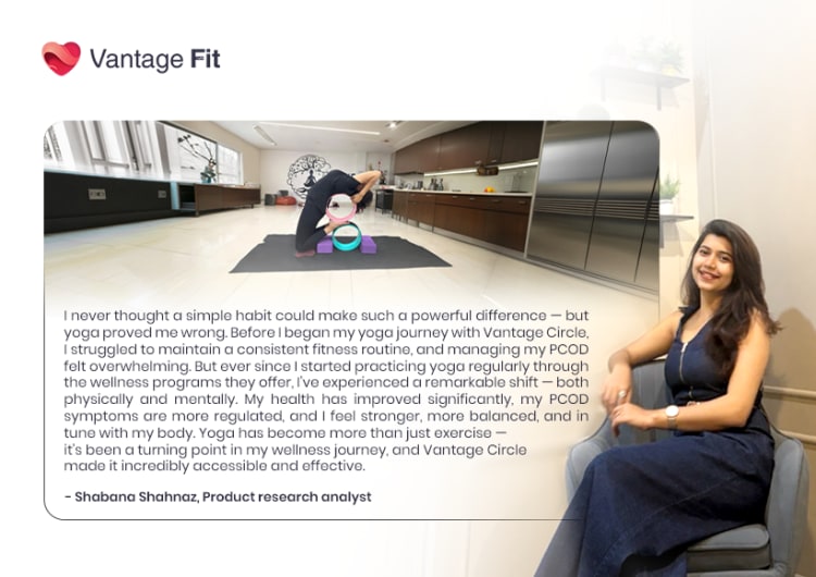 Vantage Fit corporate yoga program interface