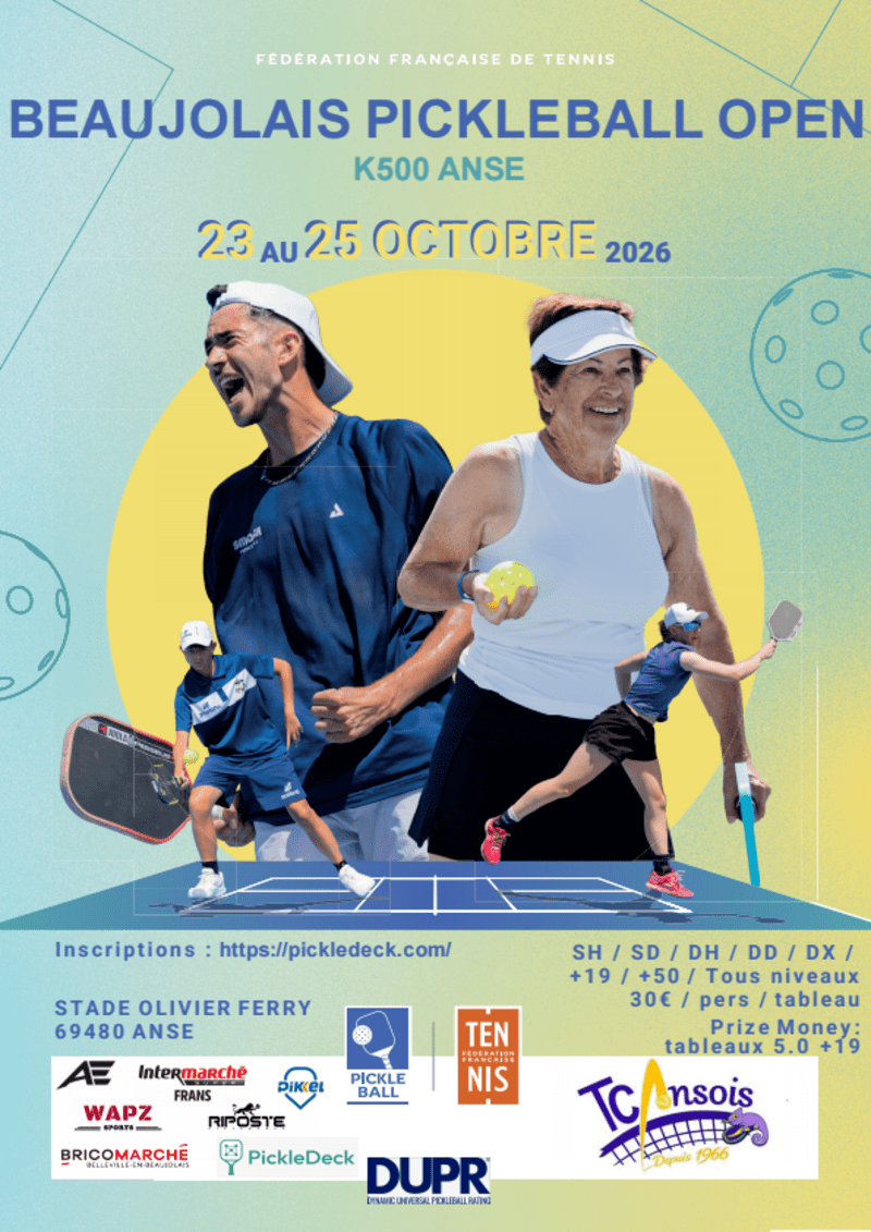 Affiche BEAUJOLAIS PICKLEBALL OPEN - K500 ANSE