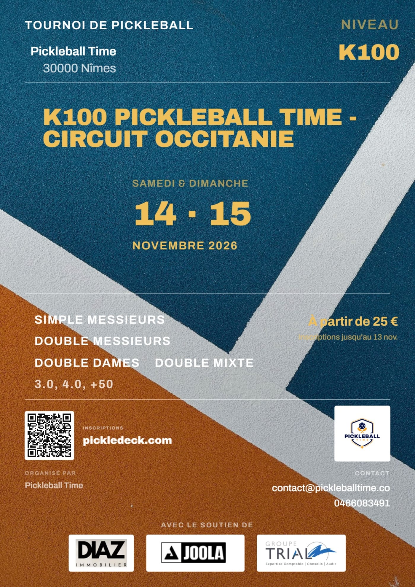 Affiche K100 PICKLEBALL TIME - CIRCUIT OCCITANIE