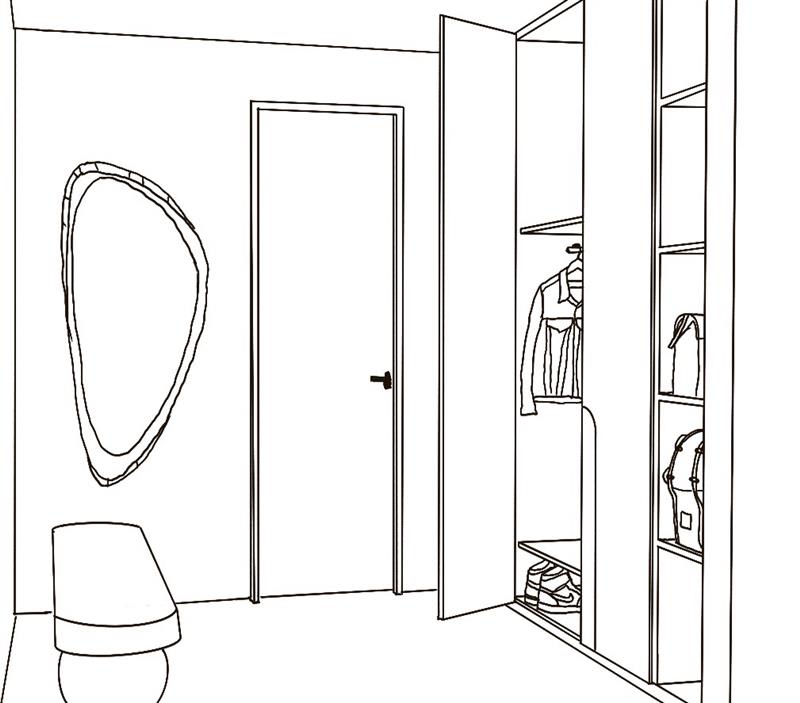 A mud room we designed by the entry with storage for shoes, jackets, bags