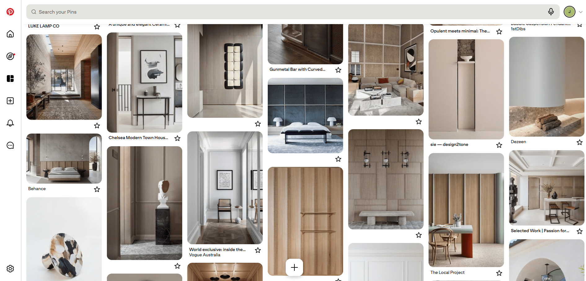 Reference images gathered at the start of a project