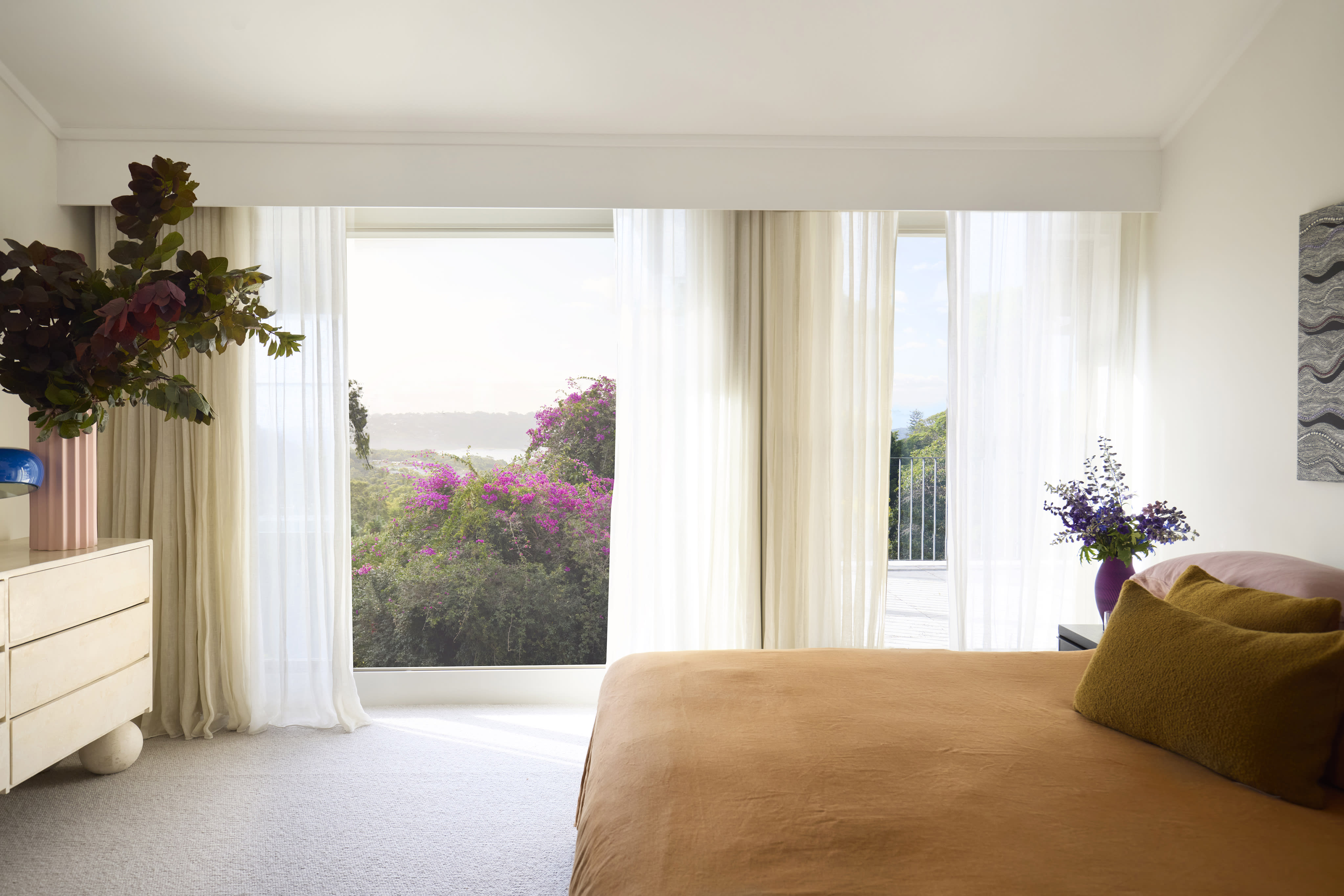 Redesigned bedroom with the bed facing the water outlook