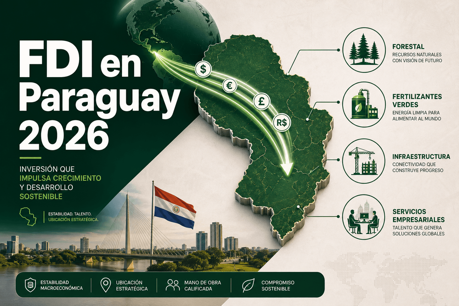 Investimento estrangeiro direto no Paraguai: setores que atraem capital em 2026