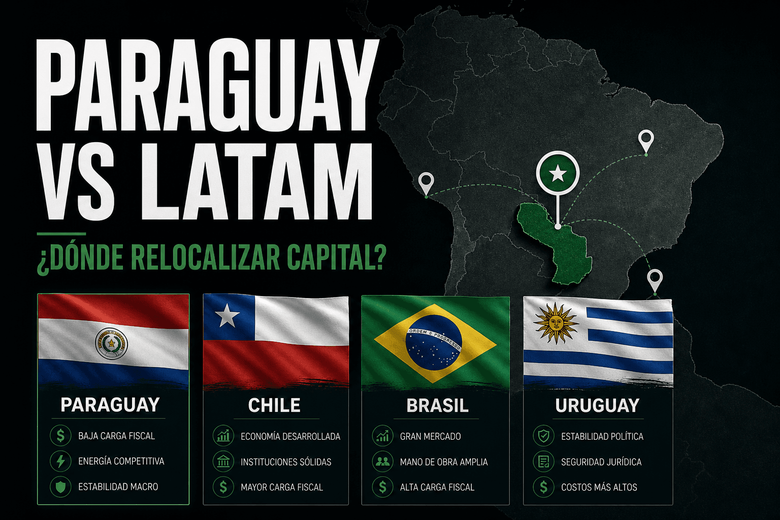 Paraguai vs Chile, Brasil e Uruguai: onde realocar capital em 2026