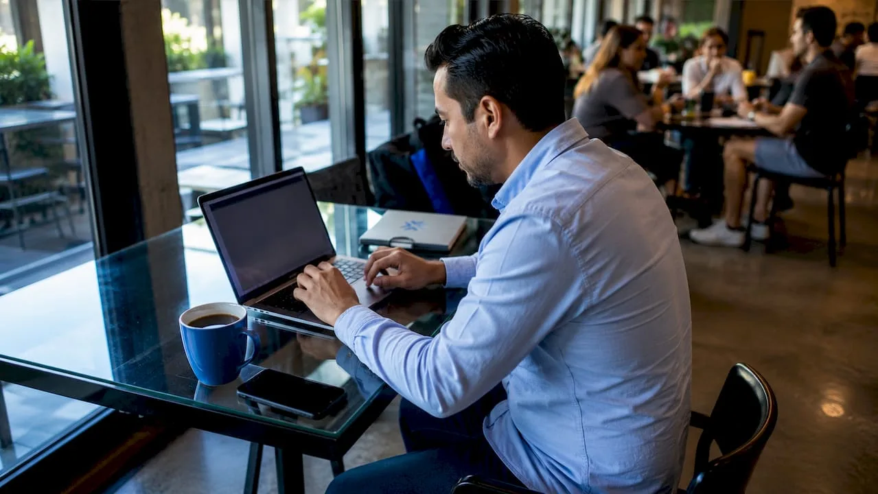 Homem usando laptop para enviar dinheiro