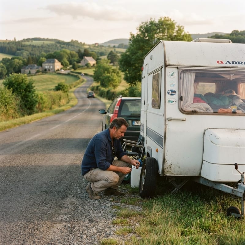 Pechhulp bij een caravan langs de weg