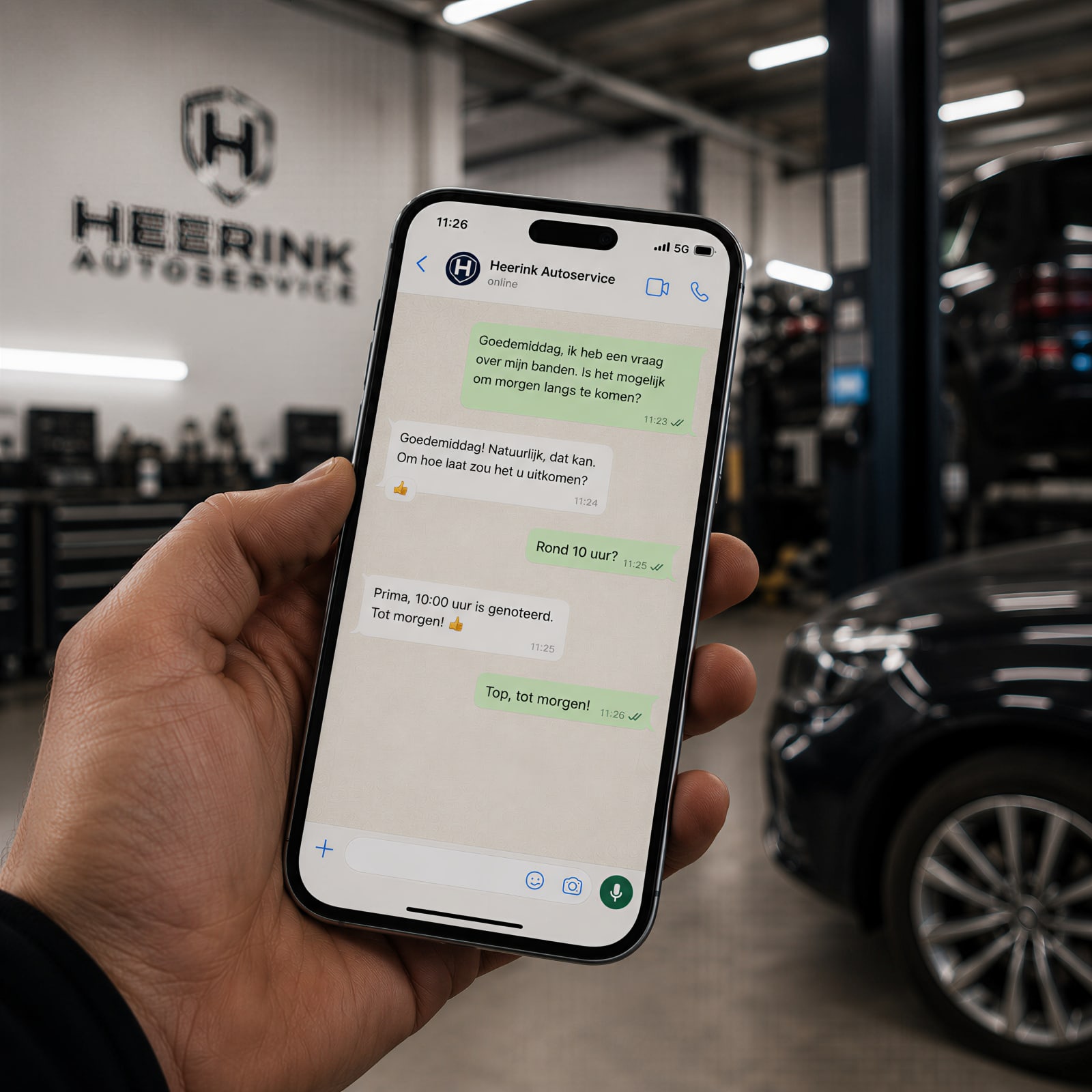 WhatsApp contact met Heerink Autoservice