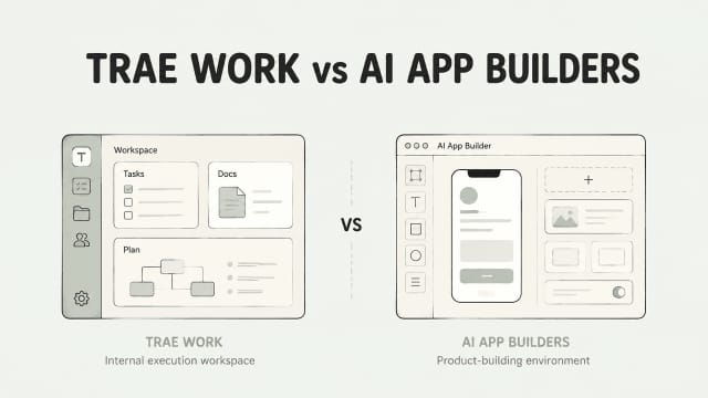 Understand the key differences between the internal execution environment of TRAE Work and standard AI app builder platforms.